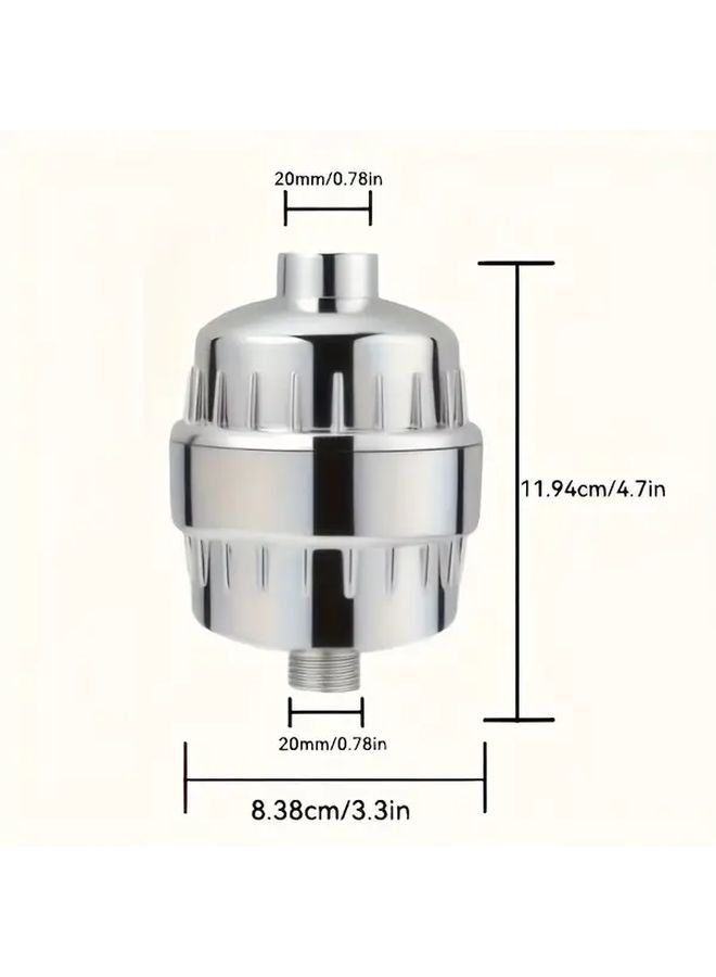Silvery Shower Head Water Filter With Activated Carbon 20 Stage Chlorine Removal - Image 4