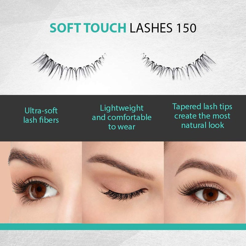 Ardell False Eyelashes Soft Touch 150 - Black, Lightweight Tapered Tips for Natural Look Strip Lashes for Everyday Wear, 4 Pack - Image 4