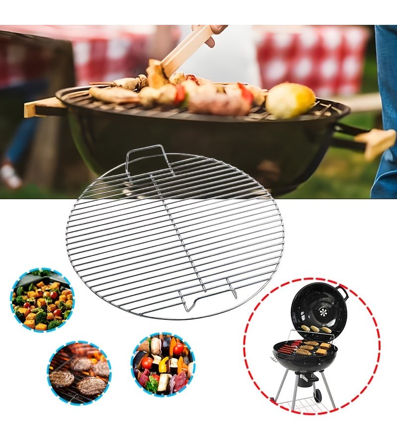 17.52 إنش، غطاء شبكي دائري كبير بدون غطاء، جزء بديل لشواية الفحم، شواية BBQ محمولة بحجم كبير، متينة وقوية، سهلة التنظيف، مناسبة لمختلف مكونات الشواء، للطهي في الهواء الطلق، التخييم، حفلات الشواء، النزهات، وشواء الفناء الخلفي. - Image 1