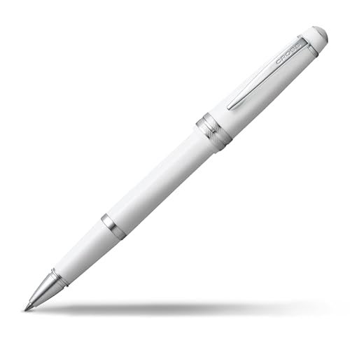 Cross Bailey Light Polished White Rollerball Pen – Refillable, Medium Point Black Ink, Presented in Everyday Gift Box - Image 1