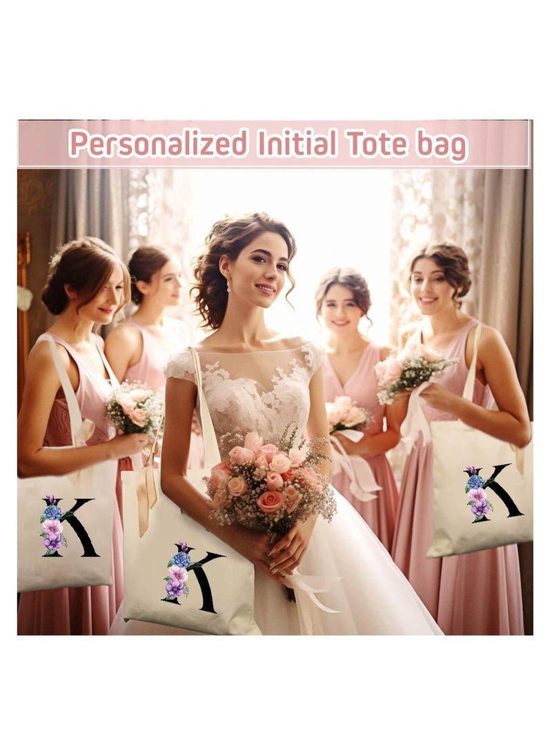 PRINTSHOP4ME Initial Letters Canvas Cotton Tote Bag, Cosmetic Pouch, and Stainless Steel Travel Mug - A Stylish Pack of 3 Combo Set for Girls - Gift for wedding - Gifts for girls - Gift for friends - Image 5