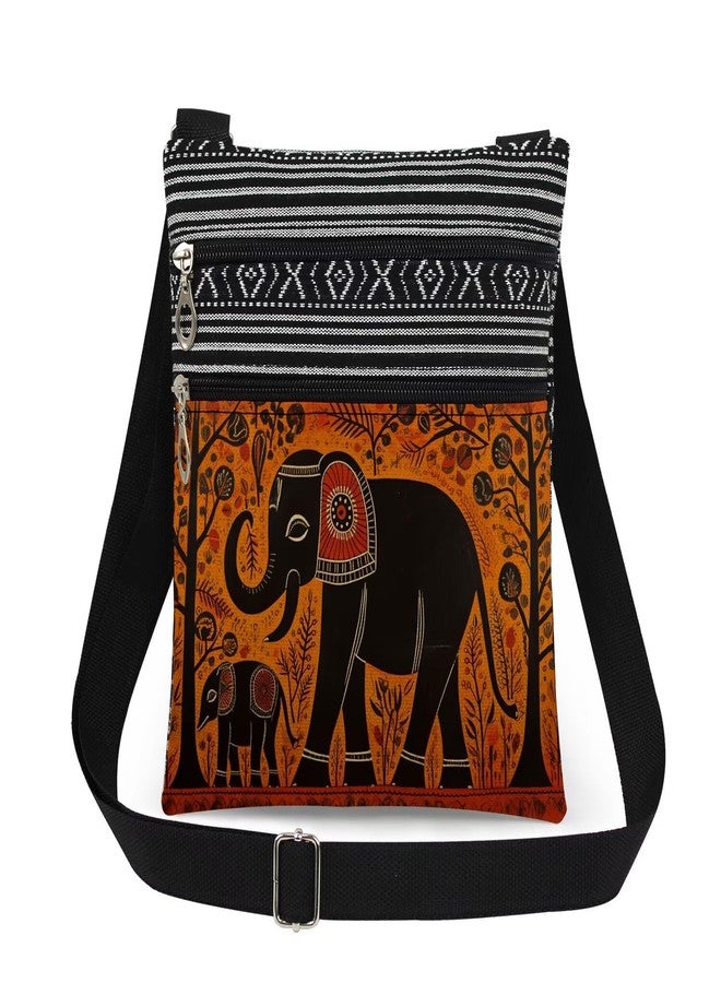 XiaoGalaee Elephant Print Women Crossbody Bag Wildlife with Plant Adjustable Shoulder Strap Messenger Bag Men Travel Crossbody Purse Unique Birthday Present Elephant Gift for Adult - Image 1
