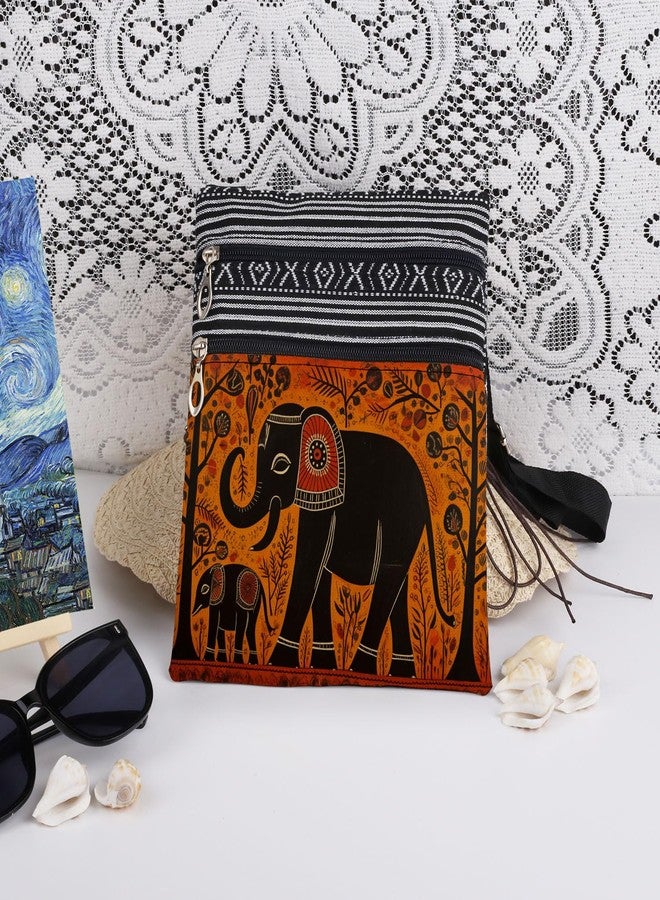 XiaoGalaee Elephant Print Women Crossbody Bag Wildlife with Plant Adjustable Shoulder Strap Messenger Bag Men Travel Crossbody Purse Unique Birthday Present Elephant Gift for Adult - Image 3