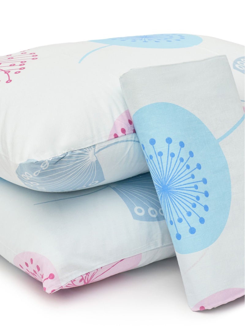 Home of linens - طقم غطاء لحاف - 3 قطع لسرير مزدوج - 1 غطاء لحاف (250 سم * 250 سم) + 2 كيس وسادة (50 سم * 70 سم) - قطن مخلوط - زهور هندسية أزرق فاتح - Image 1