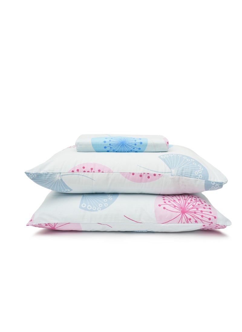 Home of linens - طقم غطاء لحاف - 3 قطع لسرير مزدوج - 1 غطاء لحاف (250 سم * 250 سم) + 2 كيس وسادة (50 سم * 70 سم) - قطن مخلوط - زهور هندسية أزرق فاتح - Image 1