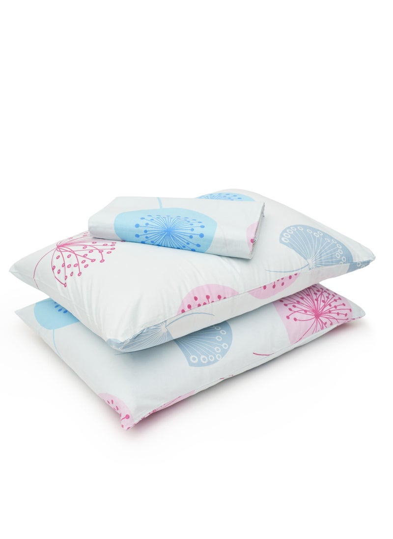 Home of linens - طقم غطاء لحاف - 3 قطع لسرير مزدوج - 1 غطاء لحاف (250 سم * 250 سم) + 2 كيس وسادة (50 سم * 70 سم) - قطن مخلوط - زهور هندسية أزرق فاتح - Image 1