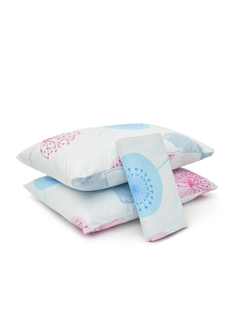 Home of linens - طقم غطاء لحاف - 3 قطع لسرير مزدوج - 1 غطاء لحاف (250 سم * 250 سم) + 2 كيس وسادة (50 سم * 70 سم) - قطن مخلوط - زهور هندسية أزرق فاتح - Image 1