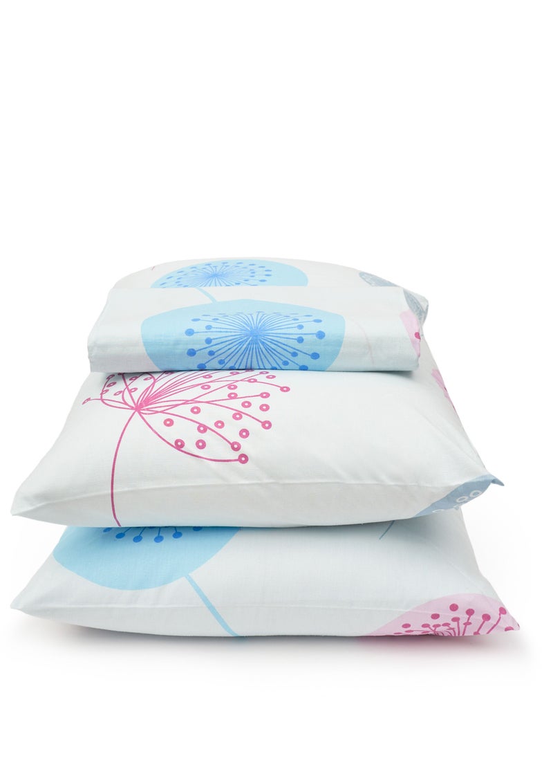 Home of linens - طقم غطاء لحاف - 3 قطع لسرير مزدوج - 1 غطاء لحاف (250 سم * 250 سم) + 2 كيس وسادة (50 سم * 70 سم) - قطن مخلوط - زهور هندسية أزرق فاتح - Image 1