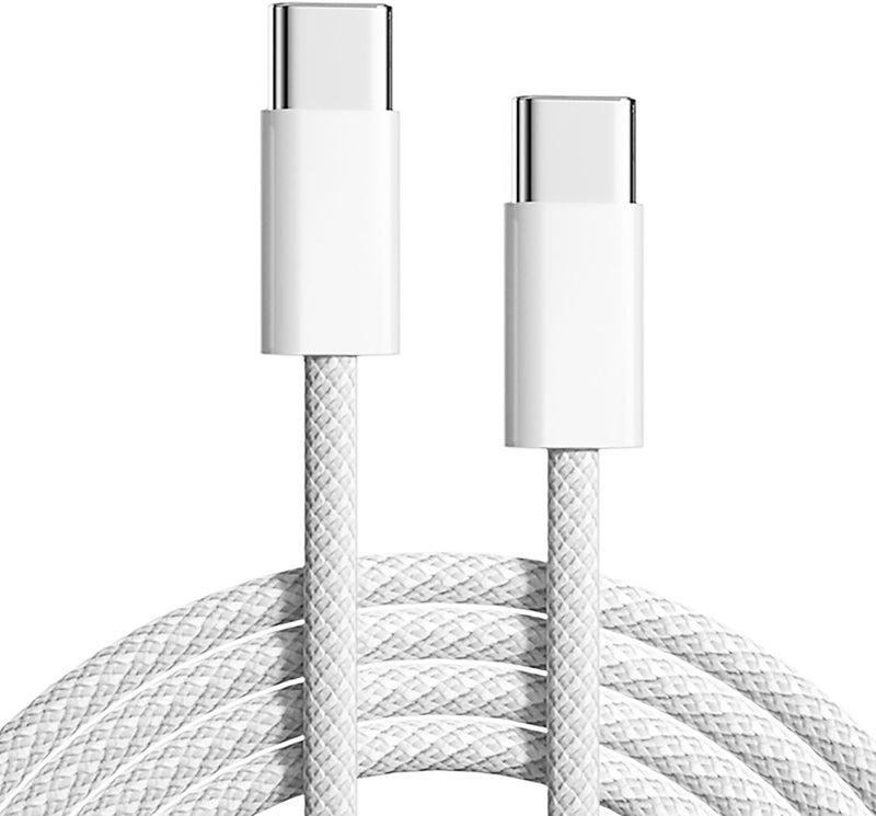 ONE TO FOUR USB C to USB C Cable 1 M, 60W Braided, Faster Charging Cord, Power Delivery PD Cable Type C, Compatible with iPhone 15/15 Pro/15 Plus/15 Pro Max,iPad Mini/Pro, MacBook Pro/Air, White - Image 1
