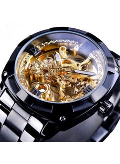 Generic New Fashion Vintage Engraved Hollow-out Mens Luminous Waterproof Mechanical Watch Black Belt 