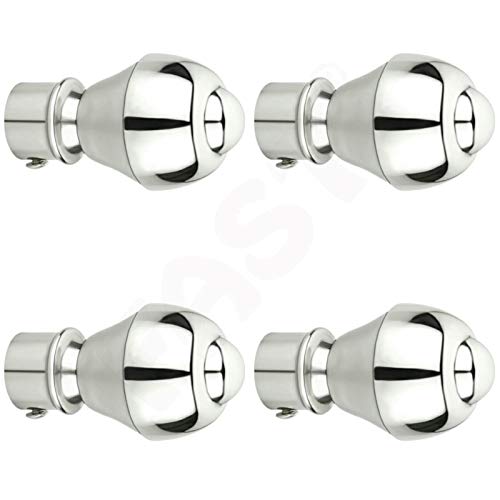 FAST CBS73 Stainless Steel Curtain Rod & Brackets Finial, 86 x 50 mm, 4 Pieces (Silver and White) - Image 1
