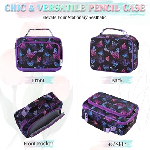 VX VONXURY Large Pen Pencil Case,VONXURY High Capacity Art Colored Pencil Pouch Portable Stationery Organizer With 2 Detachable Layers 54 Slots Multiple Zipper Pockets for School Office College - Image 5