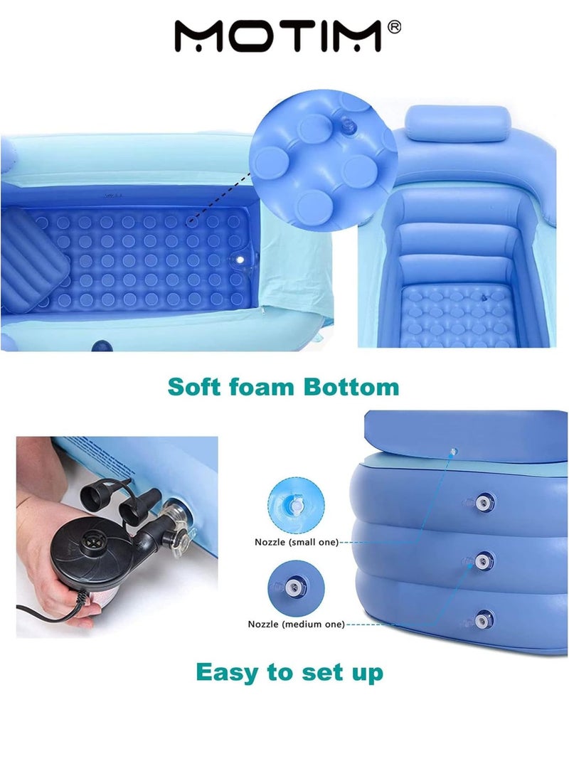 Motim Inflatable Bathtub for Adult PVC Portable Foldable Blow Up Bath Tub Soaking Tubs Freestanding with Electric Air Pump for Adult Bathroom SPA - Image 5