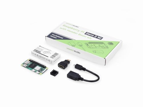 seeed studio Raspberry Pi Zero 2 WH Kit, Official Pre-Soldered Header, Heatsink, USB Cable, HDMI Adapter (with Quad-core CPU,Bluetooth 4.2,BLE,onboard Antenna,etc.) - Image 1