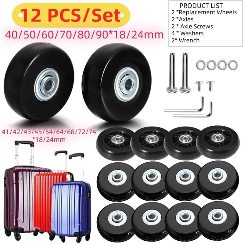 12Pcs/Set Suitcase Parts Axles Dia40/45/50/60/70/90mm Silent Travel Luggage Wheels Casters Repair Replacement Axles Repair Kit(54x18mm) - Image 3