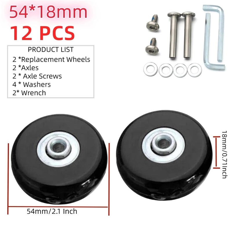 12Pcs/Set Suitcase Parts Axles Dia40/45/50/60/70/90mm Silent Travel Luggage Wheels Casters Repair Replacement Axles Repair Kit(54x18mm) - Image 2