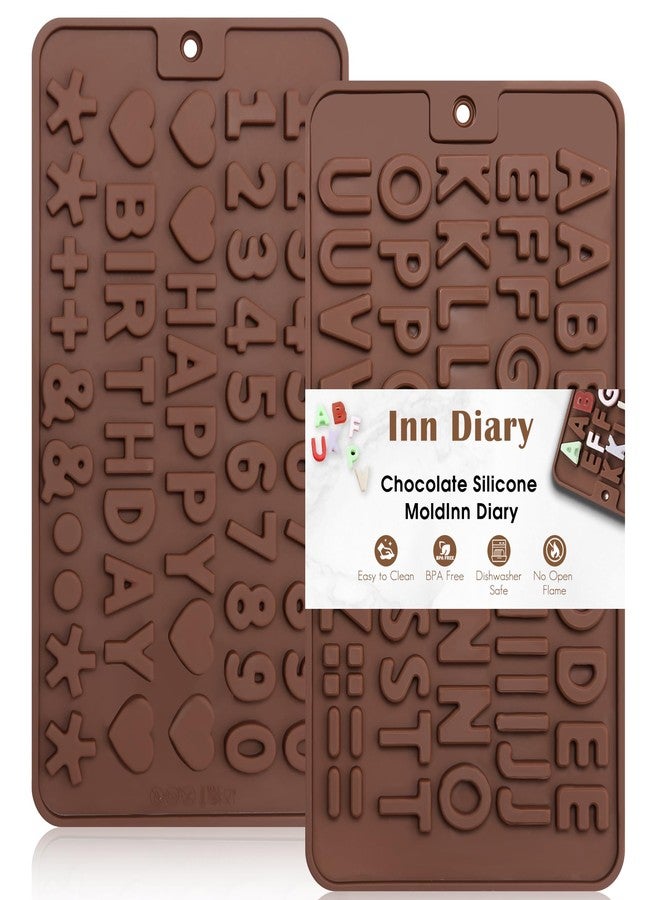 Inn Diary Silicone Letter Mold and Number Chocolate Molds with Happy Birthday Cake Decorations Symbols 2pcs - Image 1