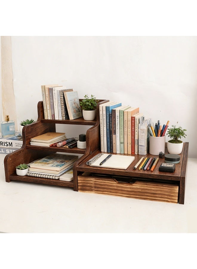 Coffee Station Organizer, 3-Tier Coffee Bar Station with Drawer for 28 Coffee Pods, Countertop Coffee Maker Stand with Side Shelf, Wood Coffee Pod Holder for Syrup & Stirrer, 21.89"W x 12.99"D x 8.74"H ﻿ - Image 5