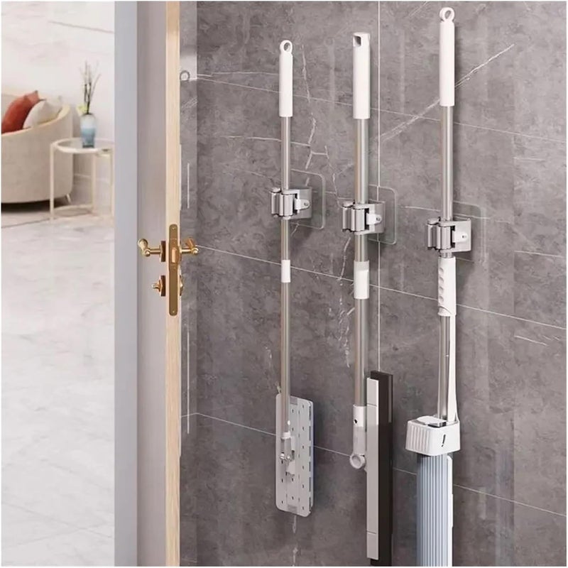 Broom Holder Wall Mount 40pcs Wall Mounted Plastic Hanging Mop Storage Rack Punch-Free Clip Hook Space Saving for Kitchen Bathroom(Gray 40pcs) - Image 3