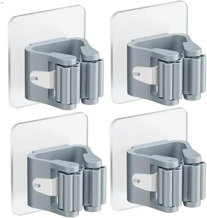 Broom Holder Wall Mount 40pcs Wall Mounted Plastic Hanging Mop Storage Rack Punch-Free Clip Hook Space Saving for Kitchen Bathroom(Gray 40pcs) - Image 1