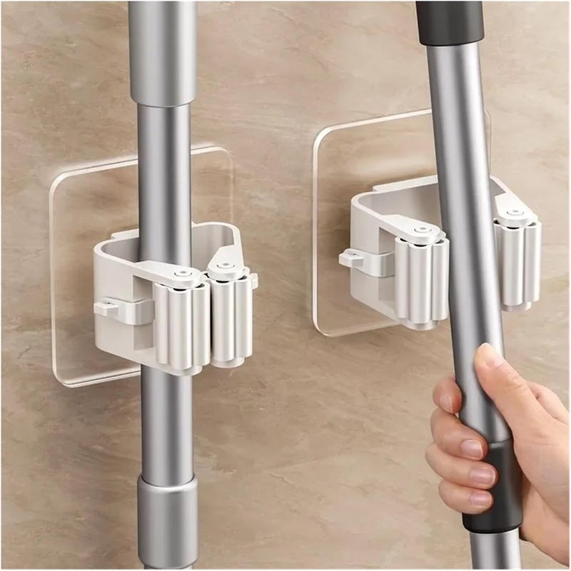 Broom Holder Wall Mount 40pcs Wall Mounted Plastic Hanging Mop Storage Rack Punch-Free Clip Hook Space Saving for Kitchen Bathroom(Gray 40pcs) - Image 2