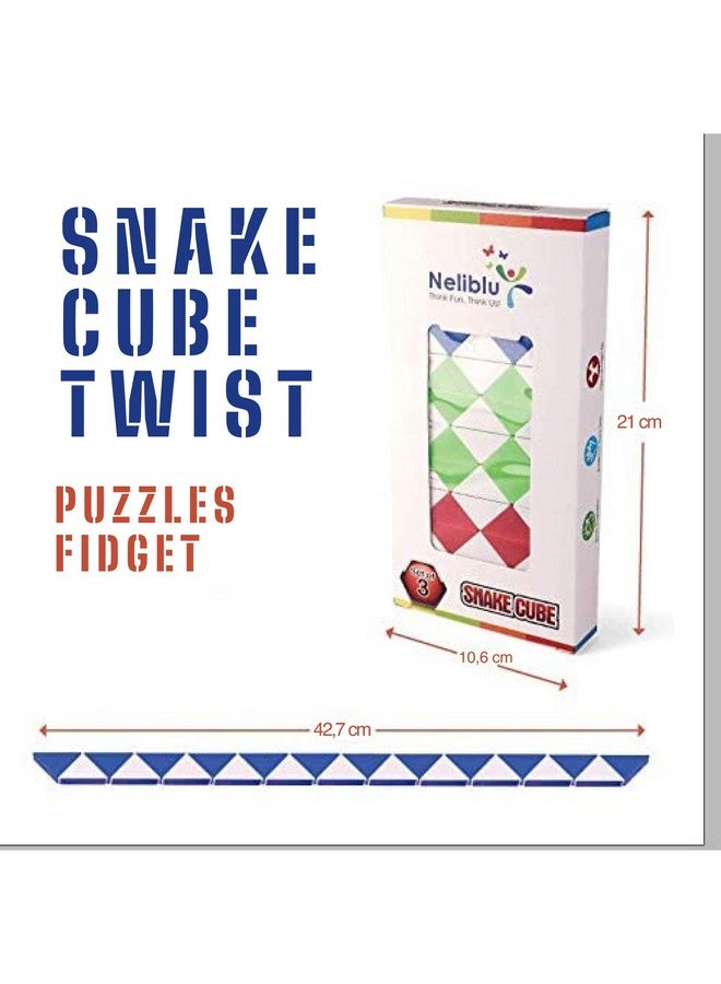 Neliblu Sensory Fidget Snake Cube Twist Puzzles Toys For Kids - Stocking Stuffers - Bulk Pack Of 3 Assorted Colors - Snake Fidget Toy Party Favors - Snake Puzzle Party Bag Fillers - Image 4