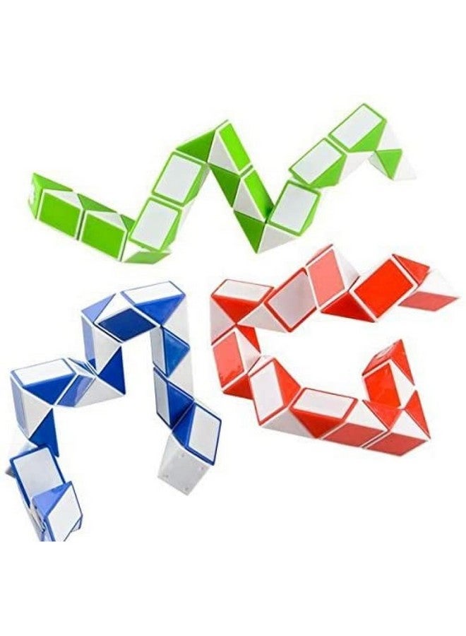 Neliblu Sensory Fidget Snake Cube Twist Puzzles Toys For Kids - Stocking Stuffers - Bulk Pack Of 3 Assorted Colors - Snake Fidget Toy Party Favors - Snake Puzzle Party Bag Fillers - Image 1
