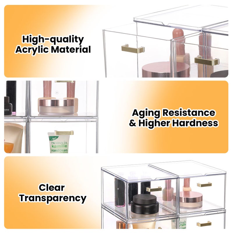 LALOBLUE Set of 5 Stackable Storage Drawers, Clear Acrylic Organizer Bins for Beauty Supplies, Perfect for Makeup Vanity, Undersink, Kitchen, Cabinet,Pantry Organization and Storage - Image 4