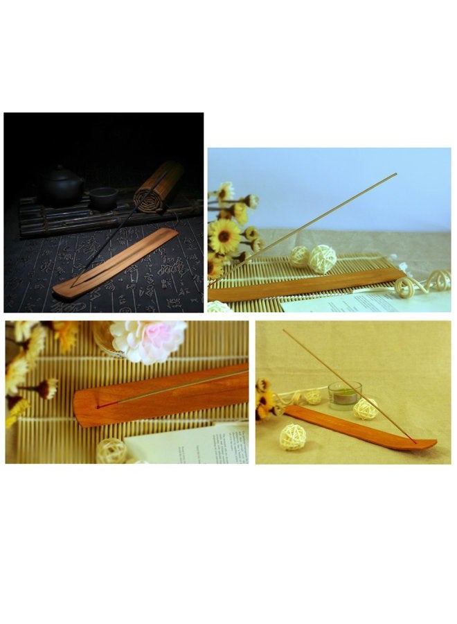 TrendBox 10pcs Handmade Plain Wood Wooden Incense Stick Holder Burner Ash Catcher Natural Design Buddhist - Image 3