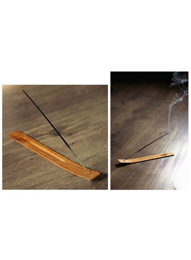 TrendBox 10pcs Handmade Plain Wood Wooden Incense Stick Holder Burner Ash Catcher Natural Design Buddhist - Image 2