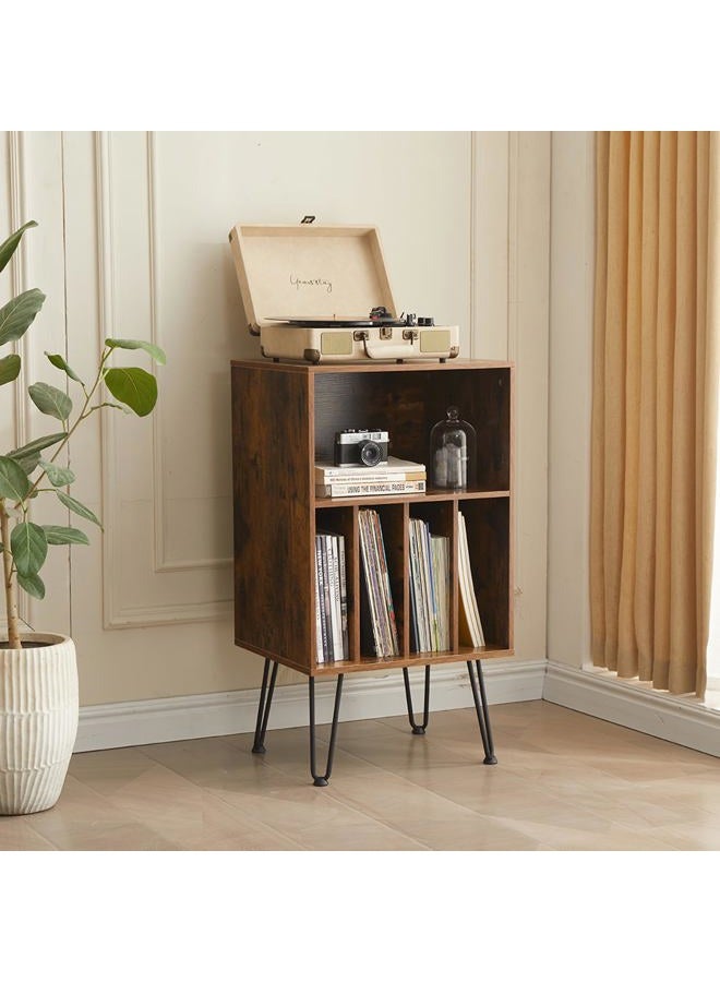 Leesingdo Record Player Stand with Vinyl Storage Cabinet, Holds Up to 150 Albums, End Table for Turntable, Living Room, Brown - Image 1