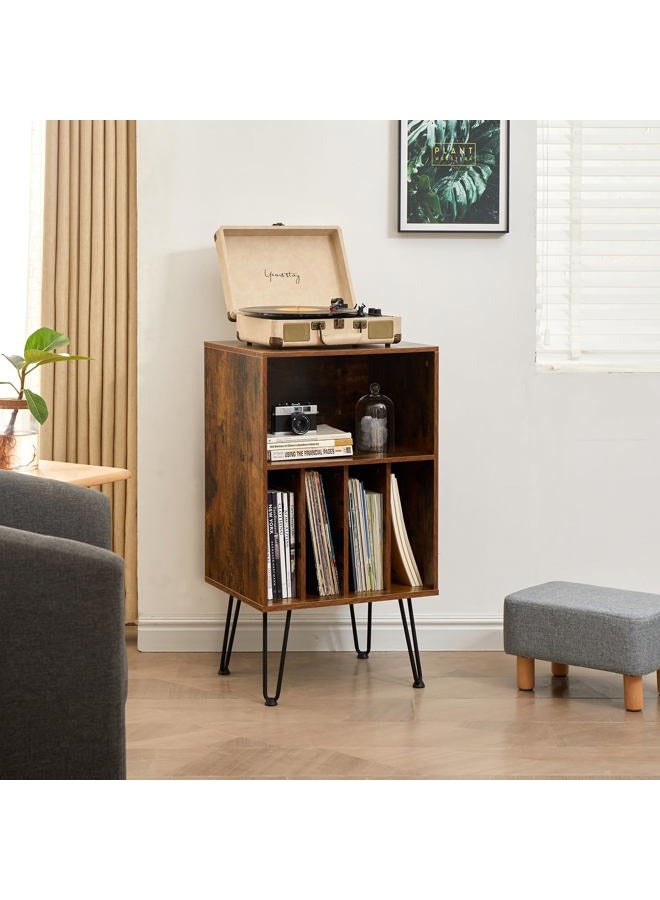 Leesingdo Record Player Stand with Vinyl Storage Cabinet, Holds Up to 150 Albums, End Table for Turntable, Living Room, Brown - Image 4