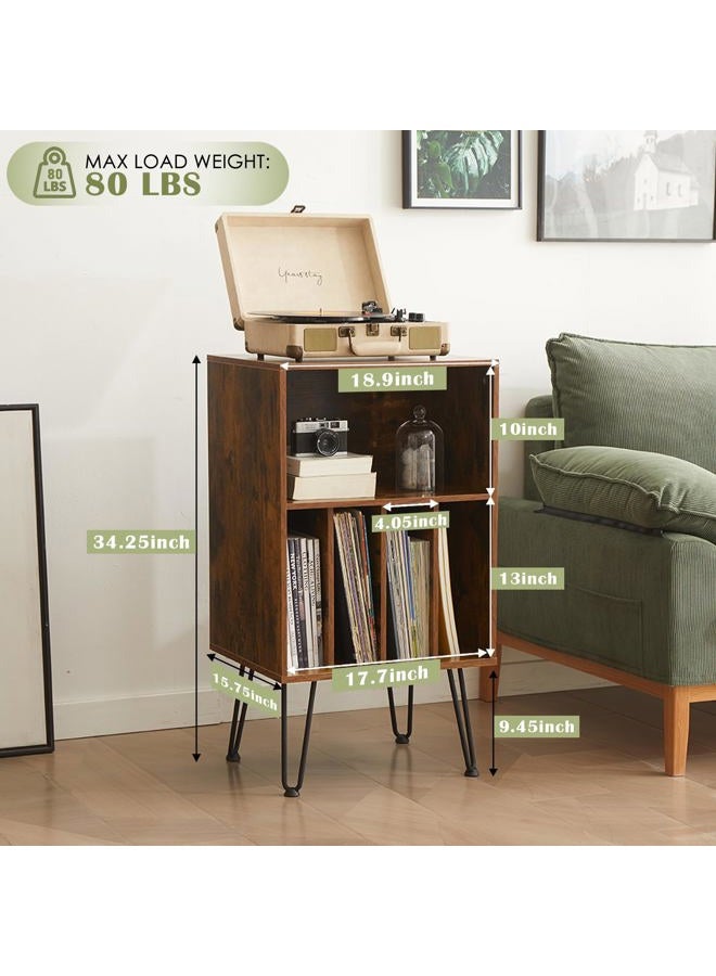 Leesingdo Record Player Stand with Vinyl Storage Cabinet, Holds Up to 150 Albums, End Table for Turntable, Living Room, Brown - Image 2