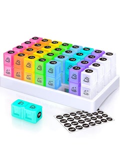 Pill Organizer Monthly One Month Box AM PM, 30 Day Travel with Unique Handle Design, 31 Container Cases for Vitamin, Supplements & Medications