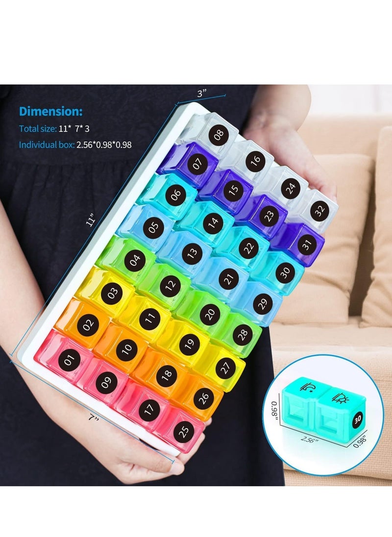 SYOSI - Pill Organizer Monthly One Month Box AM PM, 30 Day Travel with Unique Handle Design, 31 Container Cases for Vitamin, Supplements & Medications - Image 1