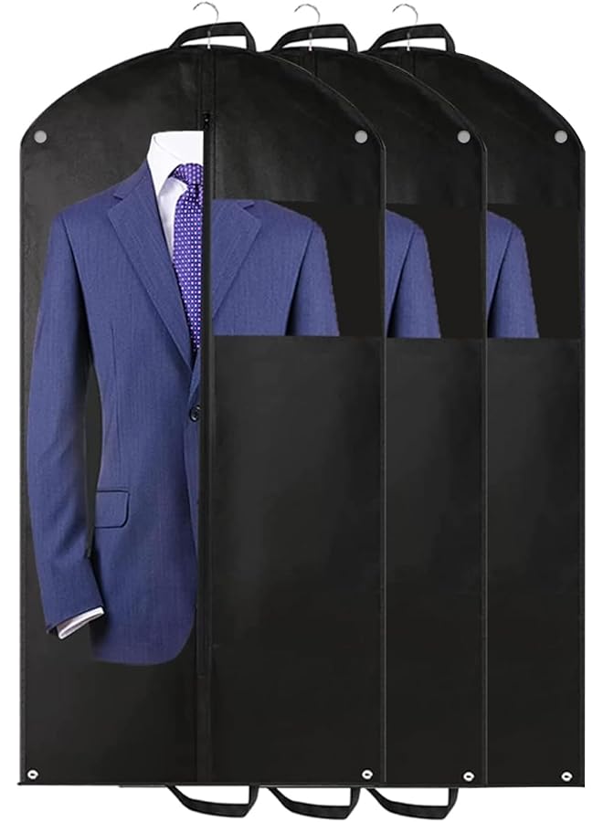 Zaboon Bags Black For Hanging Clothes Set Of 3 Women Dress Bag Men Suit Bag For Travel And Clothing Storage Of Shirts Dance Costumes Suit Cover Closet Storage Long Garment Bags With Zipper  - Image 1