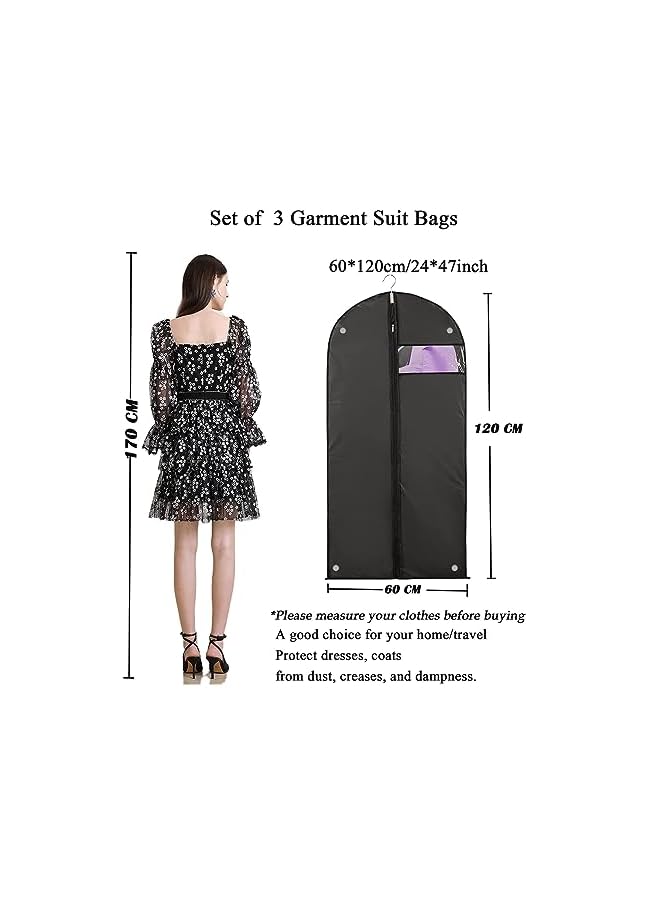 Zaboon Bags Black For Hanging Clothes Set Of 3 Women Dress Bag Men Suit Bag For Travel And Clothing Storage Of Shirts Dance Costumes Suit Cover Closet Storage Long Garment Bags With Zipper  - Image 2