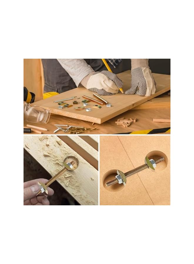 promass 10PCS Countertop Connector Kit, Table Top Fasteners, Joint Connector Drawbolt Pack for Mitered Joints, Butcher Block, Bed Connecting, and Furniture Assembly - Image 2