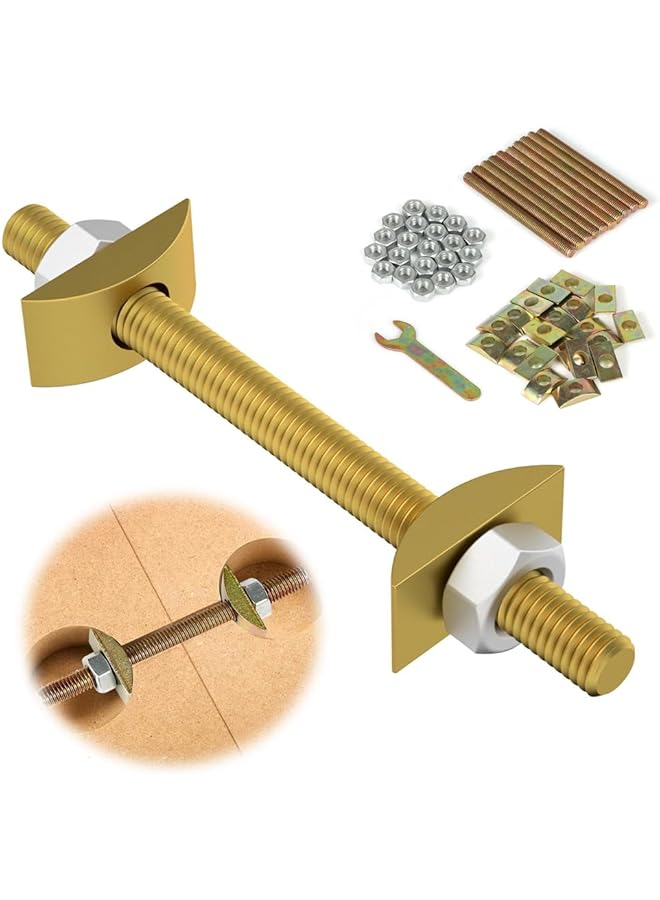 promass 10PCS Countertop Connector Kit, Table Top Fasteners, Joint Connector Drawbolt Pack for Mitered Joints, Butcher Block, Bed Connecting, and Furniture Assembly - Image 1