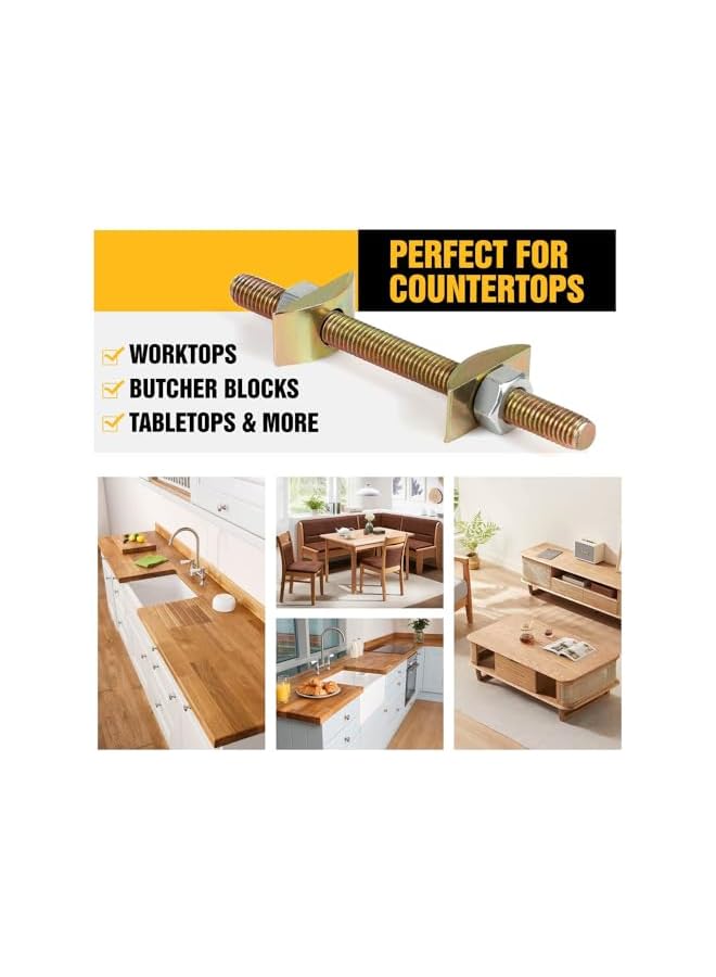 promass 10PCS Countertop Connector Kit, Table Top Fasteners, Joint Connector Drawbolt Pack for Mitered Joints, Butcher Block, Bed Connecting, and Furniture Assembly - Image 4