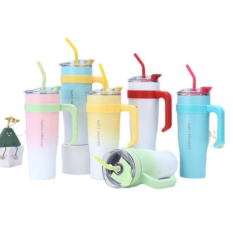 AD قارورة مياه للأطفال بغطاء بشفاط وغطاء مانع للتسرب من ستانلس ستيل باللون الوردي - 1200 ml مع غطاء بقشة من الستانلس ستيل - Image 5