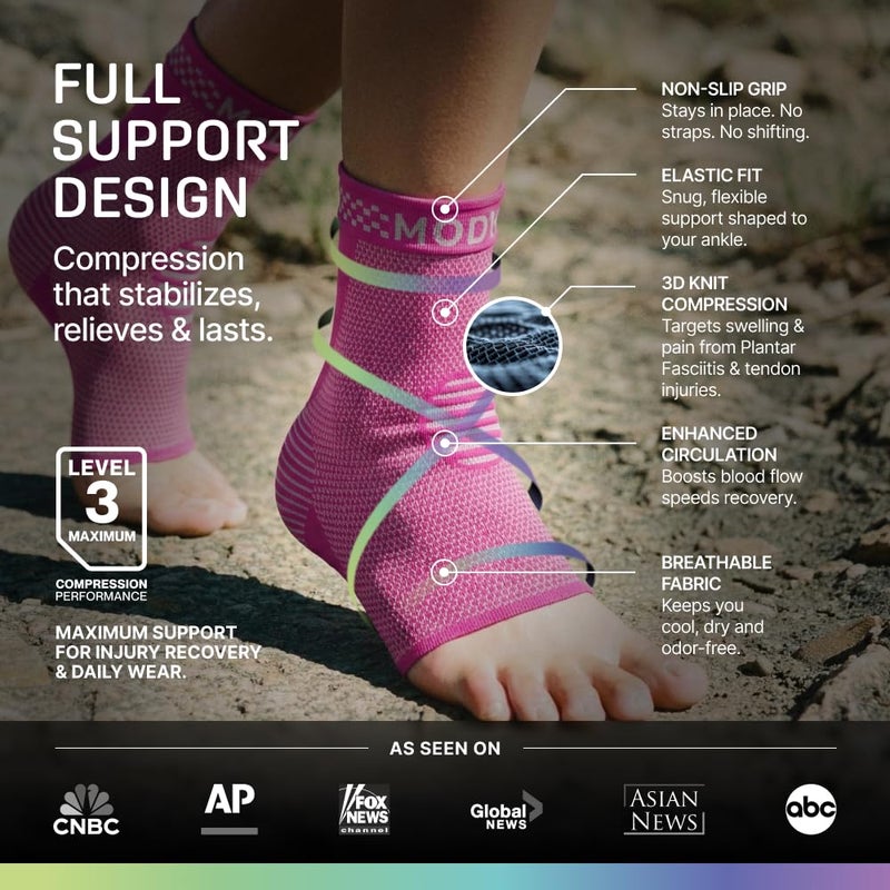 Modvel Foot & Ankle Brace Socks for Sprained Ankle Compression Sleeve - Plantar Fasciitis Relief Brace, Foot Support for pain Women & Men - Tendonitis & Arthritis Feet Sleeve, Stabilizing Ankles Wrap - Image 5