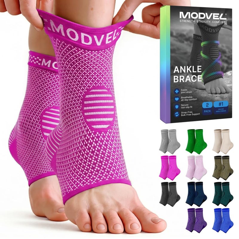 Modvel Foot & Ankle Brace Socks for Sprained Ankle Compression Sleeve - Plantar Fasciitis Relief Brace, Foot Support for pain Women & Men - Tendonitis & Arthritis Feet Sleeve, Stabilizing Ankles Wrap - Image 1