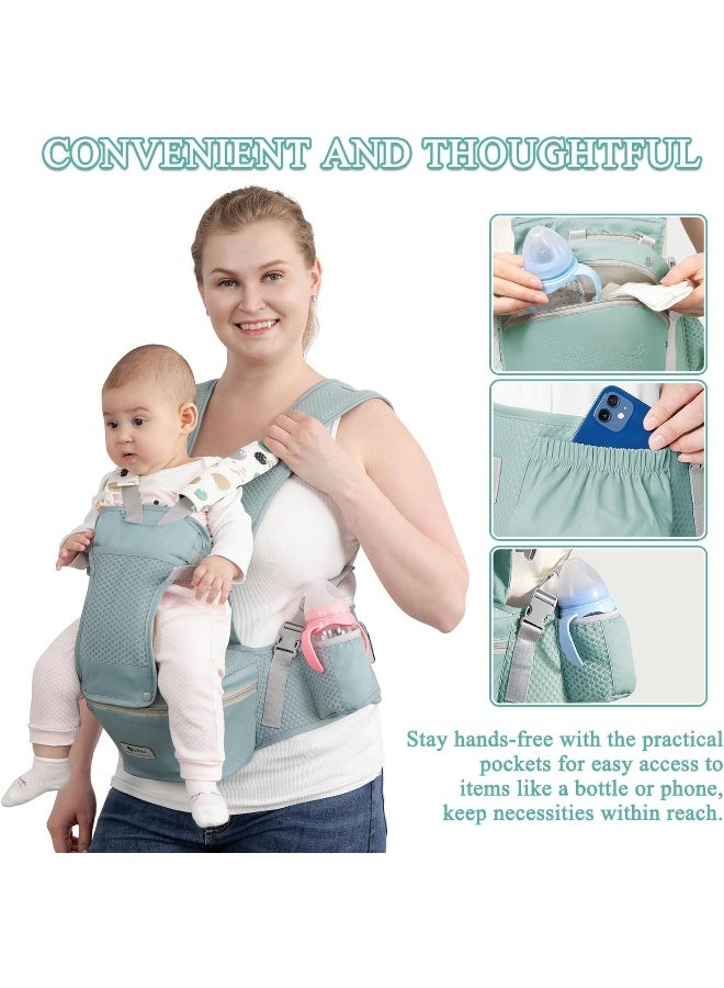 fisca Baby Carrier with Hip Seat for Newborn to Toddler, 6-in-1 Ergonomic Infant Carrier - Image 5