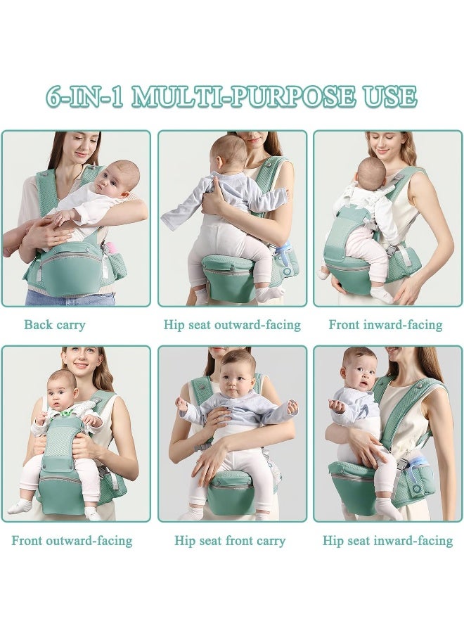 fisca Baby Carrier with Hip Seat for Newborn to Toddler, 6-in-1 Ergonomic Infant Carrier - Image 2