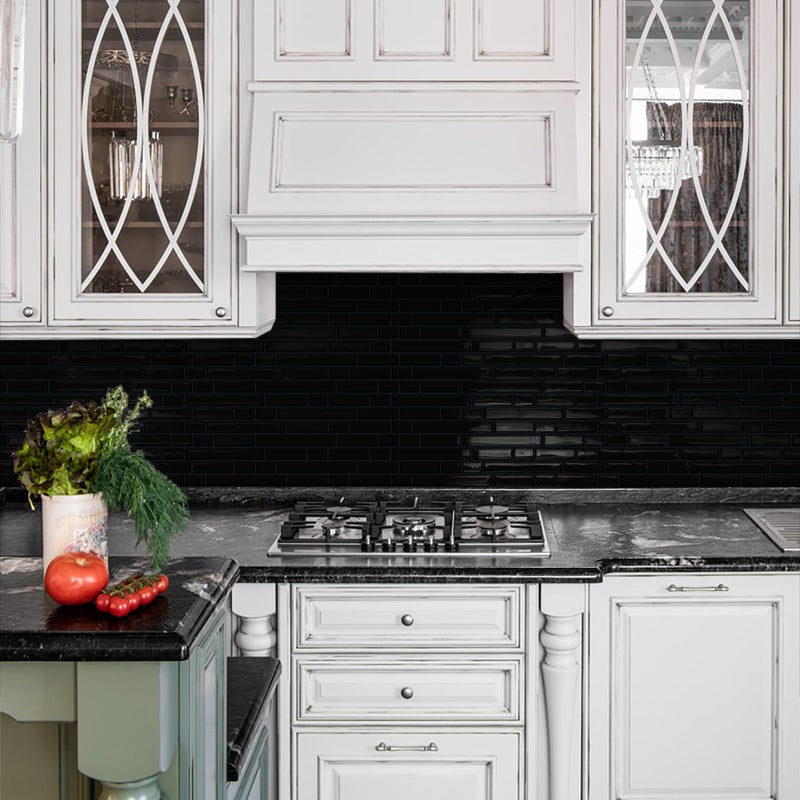 Tiwoos Black Peel and Stick Tile Backsplash 12"x12" Self Adhesive Wall Tiles for Kitchen Marble (10-Sheet) - Image 3