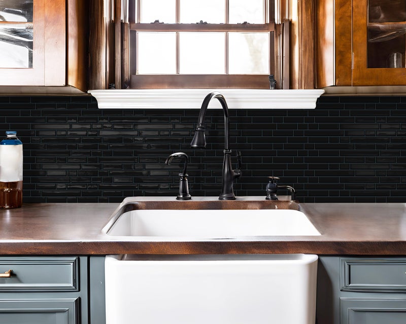 Tiwoos Black Peel and Stick Tile Backsplash 12"x12" Self Adhesive Wall Tiles for Kitchen Marble (10-Sheet) - Image 4