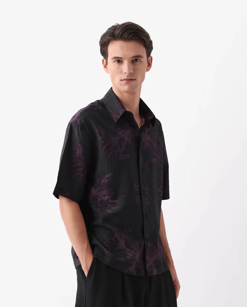 Rare Rabbit Men's Abstract Print Boxy Fit Shirt