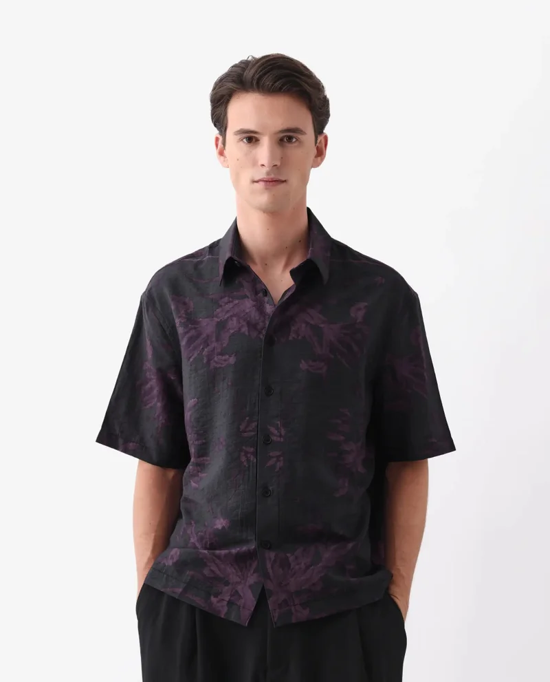 Rare Rabbit Men's Abstract Print Boxy Fit Shirt