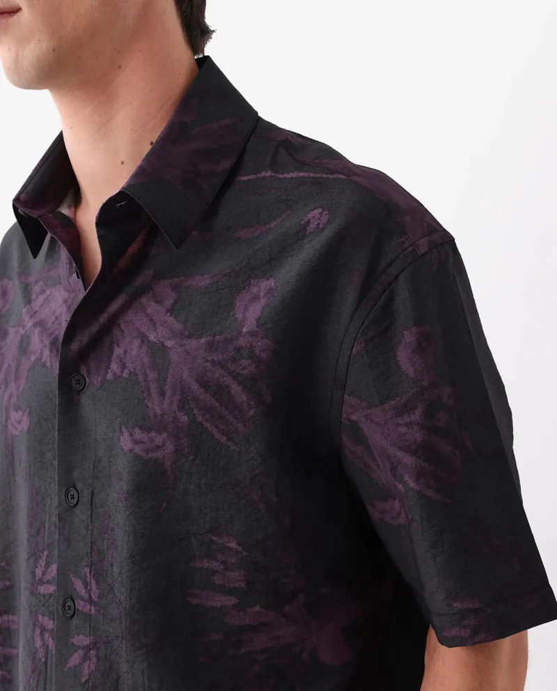 Rare Rabbit Men's Abstract Print Boxy Fit Shirt